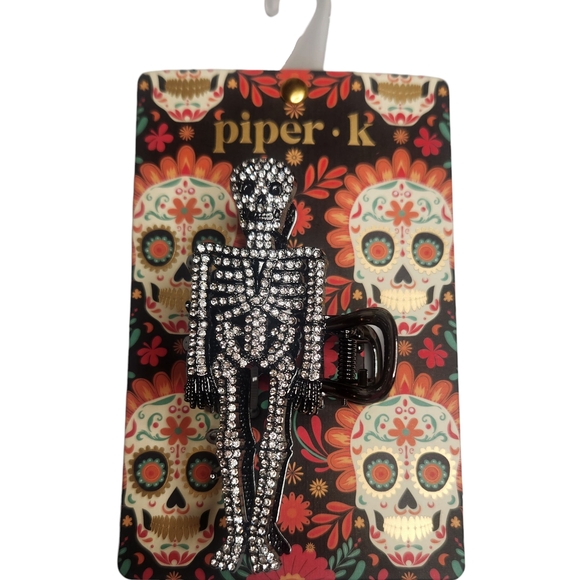 Piper K Rhinestone Skeleton Hair Clip - Picture 1 of 4